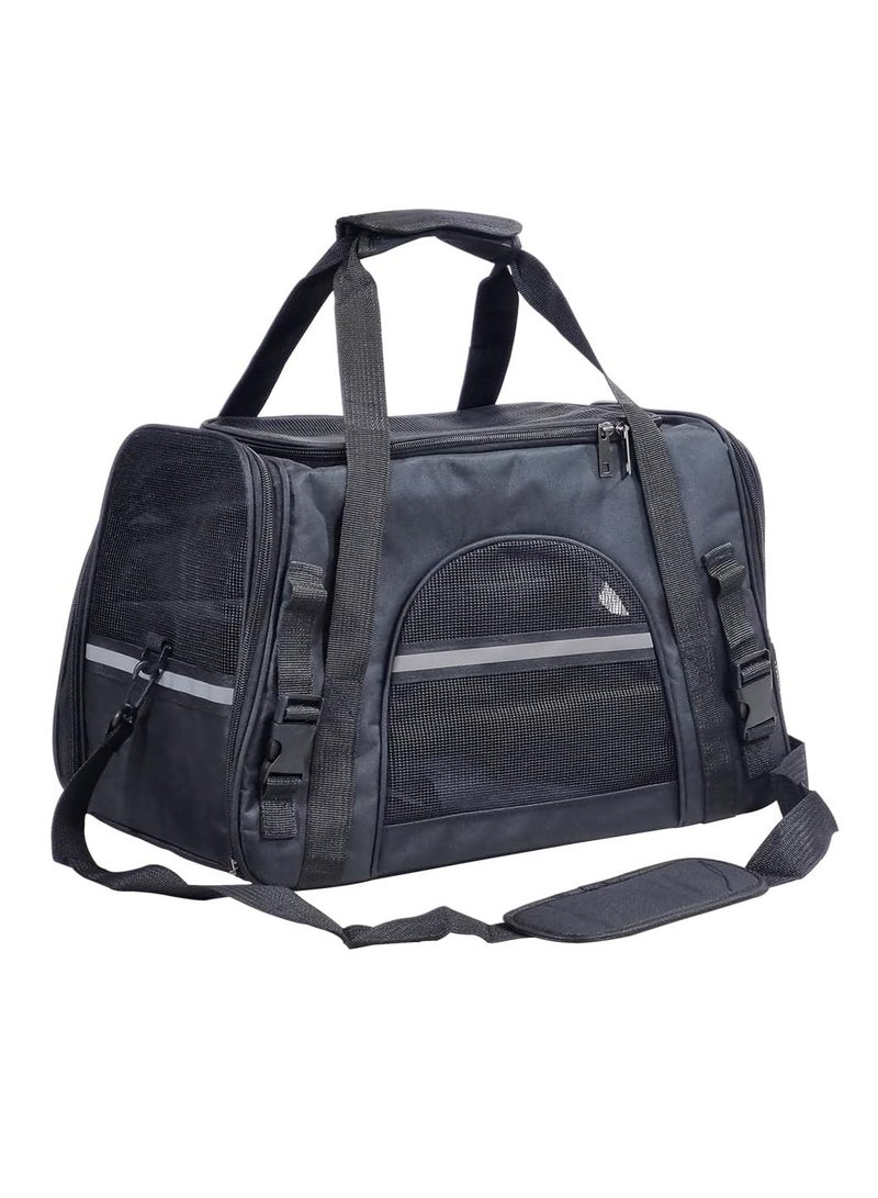 NNC PETS Cat carrier bag, Four-sided breathable pet travel carrier with Adjustable shoulder strap, Zipper closure, Side pocket, and Durable polyester material, Suitable for Cats & Small dogs 45 cm (Black) - Image 1