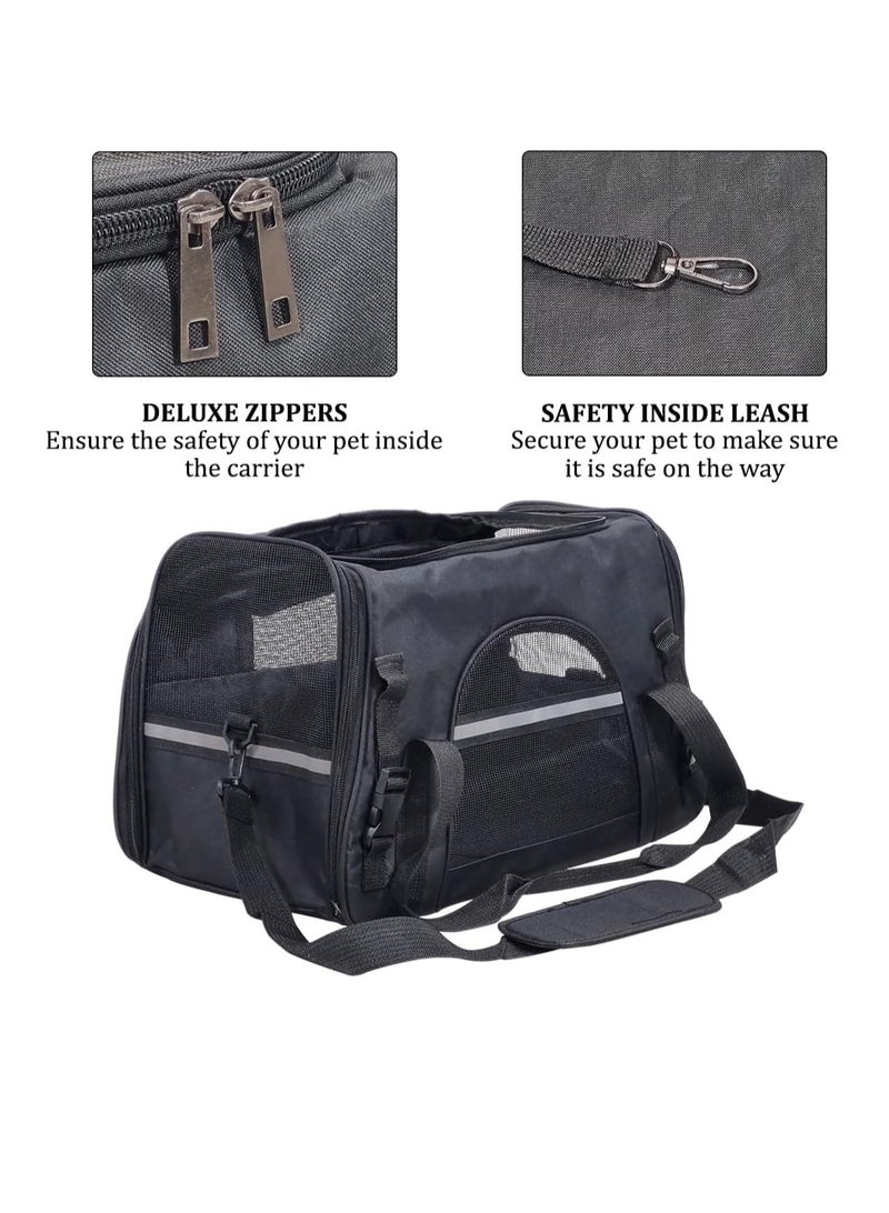 NNC PETS Cat carrier bag, Four-sided breathable pet travel carrier with Adjustable shoulder strap, Zipper closure, Side pocket, and Durable polyester material, Suitable for Cats & Small dogs 45 cm (Black) - Image 4