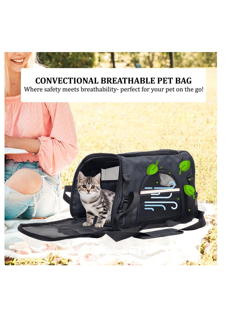 NNC PETS Cat carrier bag, Four-sided breathable pet travel carrier with Adjustable shoulder strap, Zipper closure, Side pocket, and Durable polyester material, Suitable for Cats & Small dogs 45 cm (Black) - Image 5