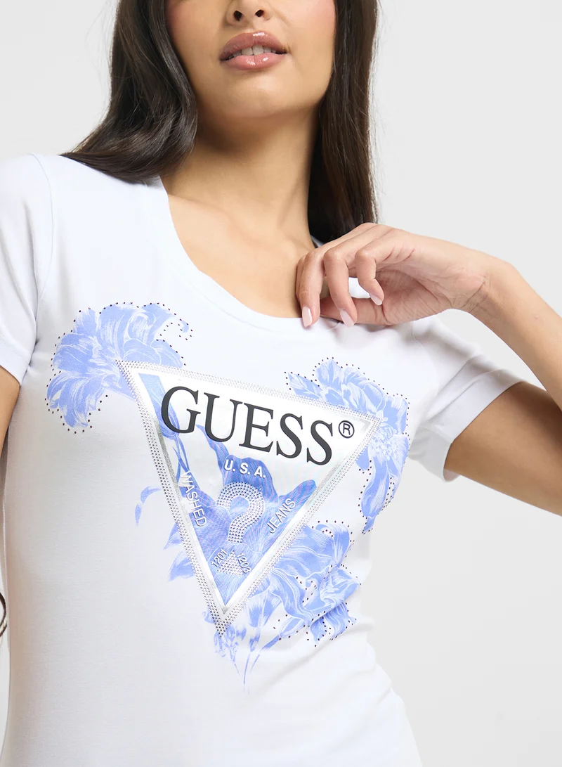 GUESS Flower Triangle T-Shirt