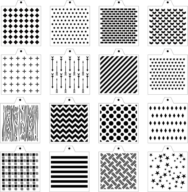 NEGEMEL 16 Pcs 5.5x5.5in Cookie Stencil DIY Royal Icing Baking Stencils for Royal Icing Cookies, Airbrush Cookies; Sugar Cookie Stencils,Craft Painting, Stencil Genie Stencils (Essential) - Image 1