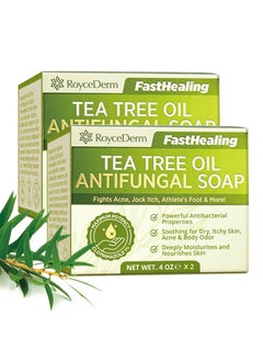 Roycederm Roycederm Antifungal Antibacterial Tea Tree Soap for Face  Body Acne Athletes Foot Tinea Folliculitis Ringworm Jock Itch  Pack of 2 