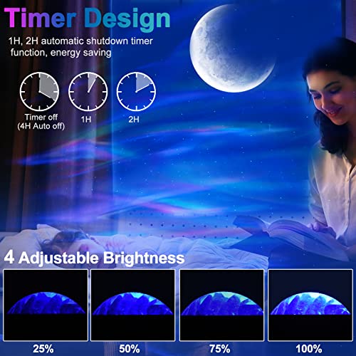 Cadrim Star Projector with Bluetooth Speaker Remote, Galaxy Projector Northern Lights Aurora Projector with Moon Star, Night Light Projector for Bedroom, Home Theater, Kids Adults Game, Room Parties - Image 3