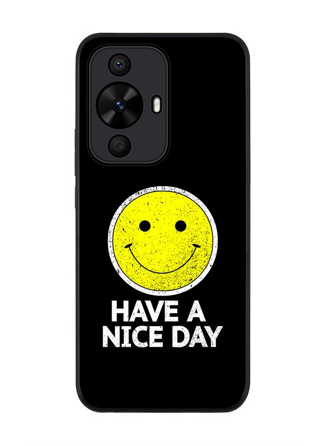 Stylizedd Rugged Black edge case for Huawei nova 12s / Huawei nova 11/ Huawei nova 12 Lite 4G, Slim fit Flexible Anti Drop Thin Cover - Have a nice day  - Image 1