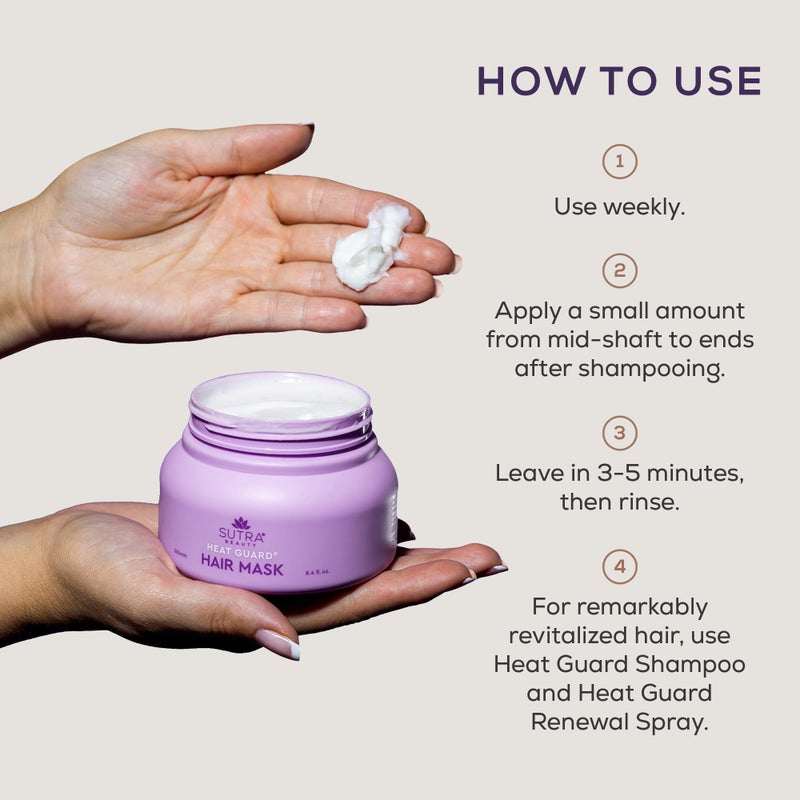 Sutra Heat Guard Hair Mask Treatment for Frizzy, Dry & Damaged Hair - Deep Conditioning Moisturizer Hydrates & Repairs Against Heat Damage with Hyaluronic Acid - Anti-Frizz Haircare Products - Image 4