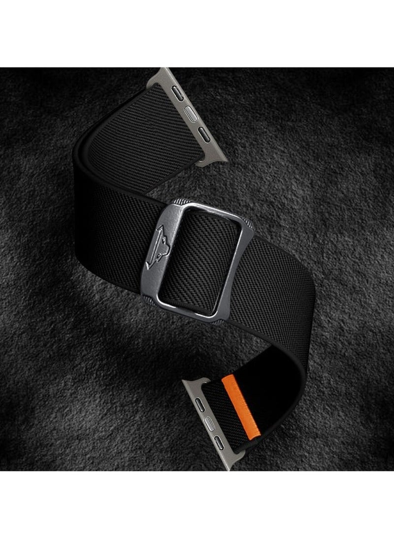 Soft Nylon Elastic Braided Strap, Smart Watch Watchband for Apple Watch Ultra 2, Apple Watch Series10 Black, 42/44/45/46/49mm - Image 3