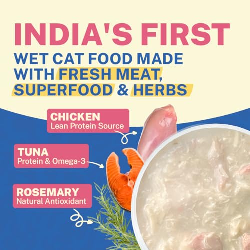 Smylo Natural Healthy Adult Cat Wet Food (1+ Yrs) 70g x 12 Packs | Chicken, Tuna & Rosemary | for Healthy Skin & Coat, Supports Digestion | No Preservatives & Grain Free | Vet-Formulated - Image 3