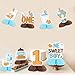 Balterever 8pcs Milk and Cookies 1st Birthday Honeycomb Centerpieces Decorations White Brown Cartoon Milk and Cookies Pattern 1 Count Cardstock Party Decorations for Boys 1st Birthday - Image 4