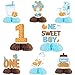 Balterever 8pcs Milk and Cookies 1st Birthday Honeycomb Centerpieces Decorations White Brown Cartoon Milk and Cookies Pattern 1 Count Cardstock Party Decorations for Boys 1st Birthday - Image 2