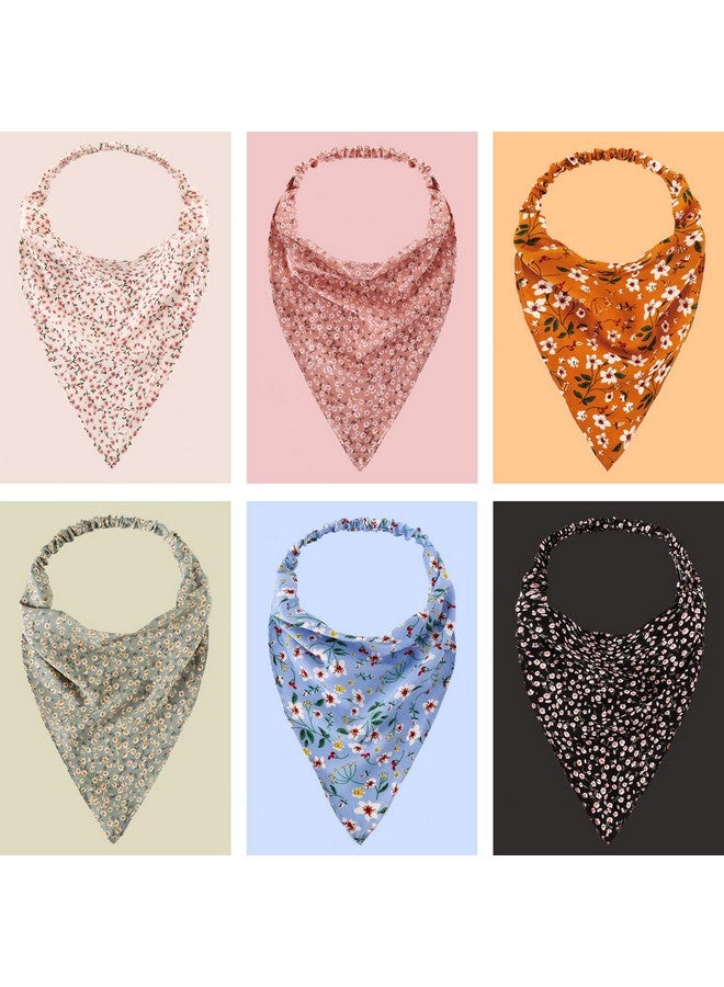 Syhood 6 Pieces Floral Elastic Hair Bandanas Scarf Headband Chiffon Head Kerchief Printed Turban Boho Headbands With Clips For Women Accessories (Classic Patterns) - Image 5