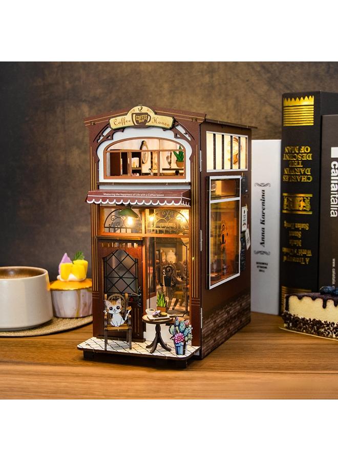 Bluejw Diy Cabin Cafe 3D Assembled Book Stand Building Model Russian Gift Assembled Toys - Image 5