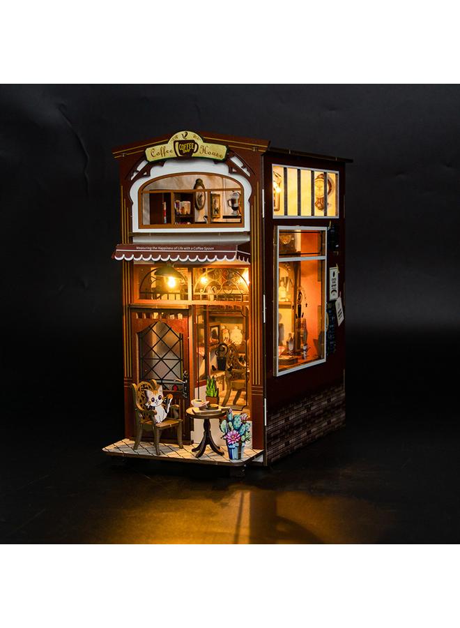 Bluejw Diy Cabin Cafe 3D Assembled Book Stand Building Model Russian Gift Assembled Toys - Image 1