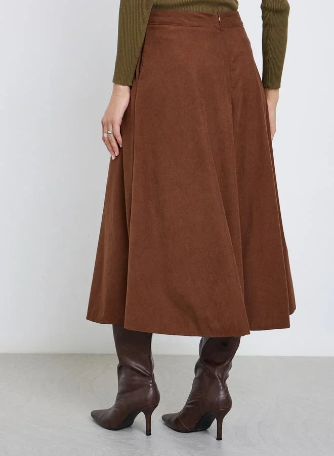 Styli Styli Buttoned Down A-Line Midi Skirt with Pockets
