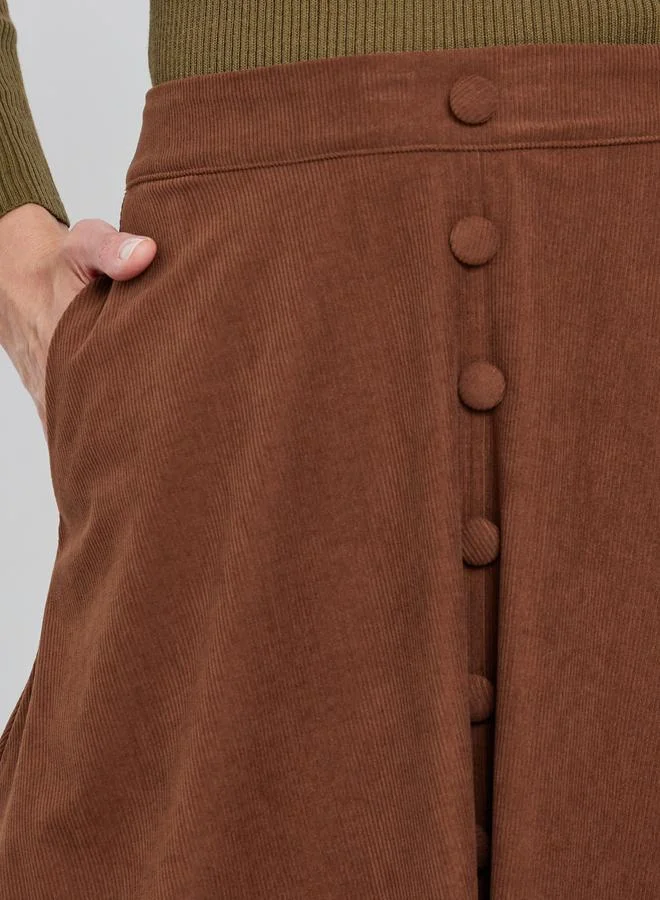 Styli Styli Buttoned Down A-Line Midi Skirt with Pockets