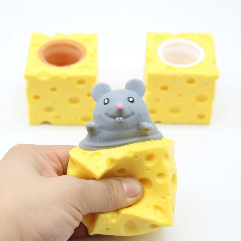 Holgosiu Squishy Cheese Toy Mouse Stress Ball Squishy Rat Squeeze Cheese Fidgets Mice Toy Stress Novelty Toy for ADHD ADD OCD - Image 4
