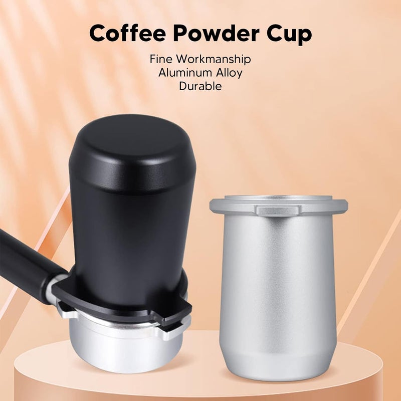 54MM Coffee Dosing Cup, Anti Flying Aluminum Alloy Coffee Dosing Mug, Coffee Powder Feeder Part for Milk Tea Shop, Coffee Shop, Coffee Lovers (Silver) - Image 2