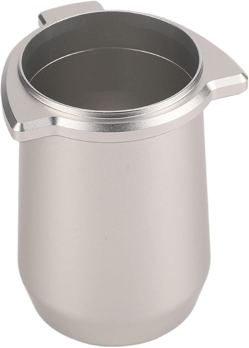 54MM Coffee Dosing Cup, Anti Flying Aluminum Alloy Coffee Dosing Mug, Coffee Powder Feeder Part for Milk Tea Shop, Coffee Shop, Coffee Lovers (Silver) - Image 1