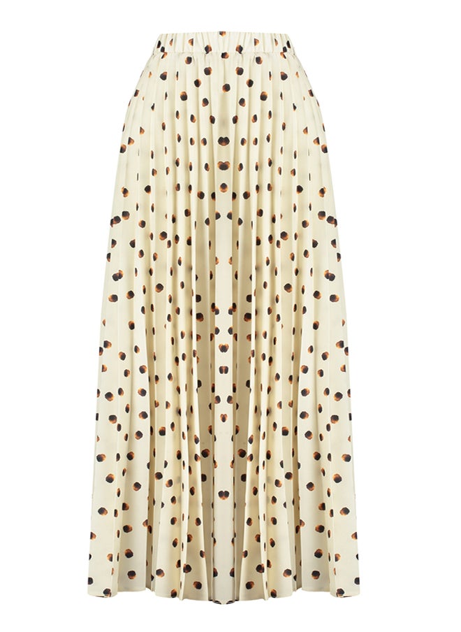 trendyol - Ecru Lined Polka Dot Pleated Woven Skirt - Image 1