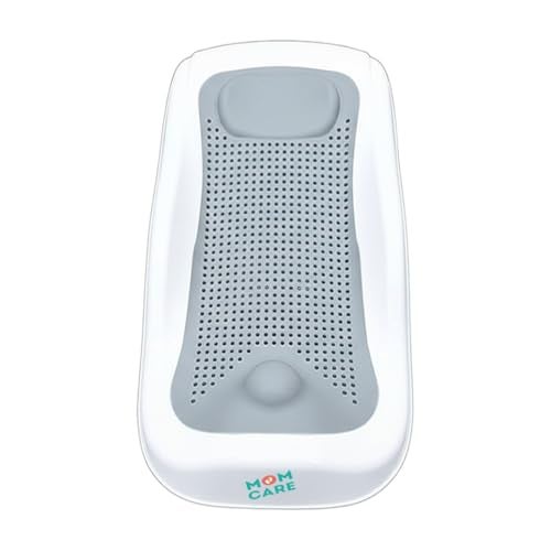 MOM CARE مقعد استحمام للأطفال من MOM CARE | قابل للطي لحديثي الولادة من عمر 0–6 أشهر | مقعد استحمام للأطفال من السيليكون المقاوم للانزلاق | كرسي دعم استحمام الرضع للحوض أو الأرض | رمادي - Image 1