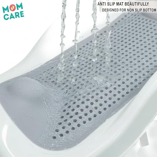MOM CARE مقعد استحمام للأطفال من MOM CARE | قابل للطي لحديثي الولادة من عمر 0–6 أشهر | مقعد استحمام للأطفال من السيليكون المقاوم للانزلاق | كرسي دعم استحمام الرضع للحوض أو الأرض | رمادي - Image 5