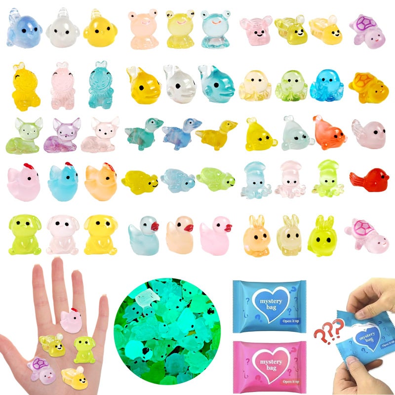 CIYOJA 100 Pcs Blind Bags Mystery Mini Resin Animals Glow in The Dark Figurines Mini Figures Mystery Bag for DIY Crafts Fairy Garden Decor Dollhouse Accessories Party Favors for Kids - Image 3