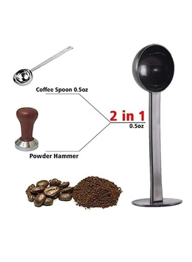 واي جيه 2 في 1 ملعقة قهوة سوداء أداة قياس ملعقة ضغط ملعقة قهوة بلاستيكية - Image 3