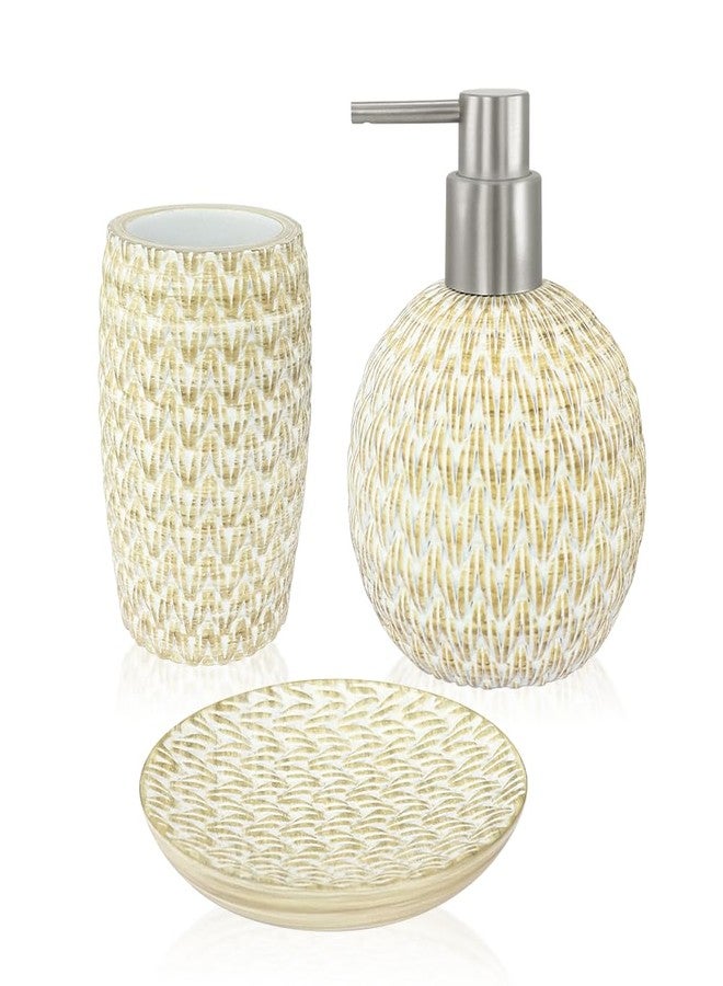 JTDTH Bathroom Accessory Set,3 PCS Includes Liquid Soap or Lotion Dispenser, Tumbler Cup and Soap Dish Decorative Countertop & Housewarming Gift - Image 1