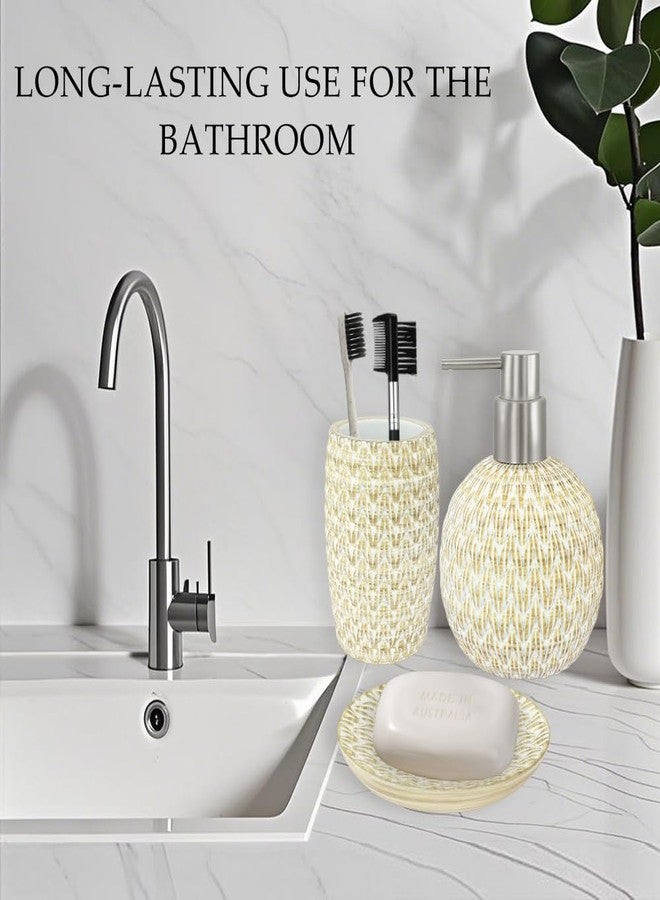 JTDTH Bathroom Accessory Set,3 PCS Includes Liquid Soap or Lotion Dispenser, Tumbler Cup and Soap Dish Decorative Countertop & Housewarming Gift - Image 2
