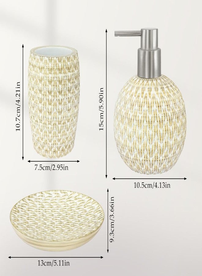 JTDTH Bathroom Accessory Set,3 PCS Includes Liquid Soap or Lotion Dispenser, Tumbler Cup and Soap Dish Decorative Countertop & Housewarming Gift - Image 3