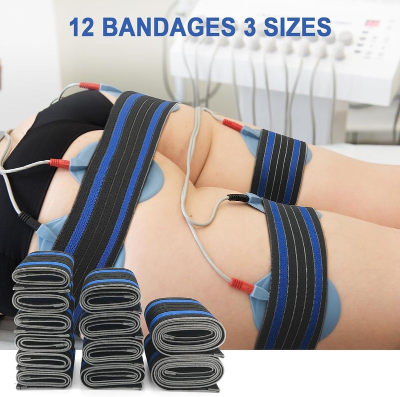 Elitzia High Elastic Wrap Bandage Blue Black Colour Binding Stripes Bands for Fix Pads Beauty Device Patch onto Belly Arm Leg 3 Size 12pcs ETBD012A - Image 2