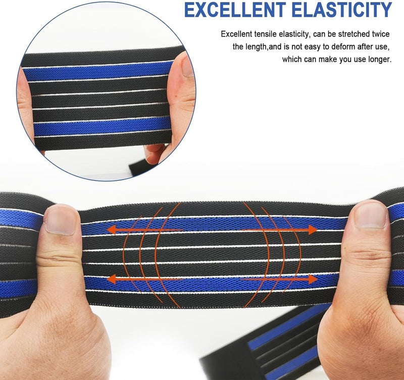 Elitzia High Elastic Wrap Bandage Blue Black Colour Binding Stripes Bands for Fix Pads Beauty Device Patch onto Belly Arm Leg 3 Size 12pcs ETBD012A - Image 4