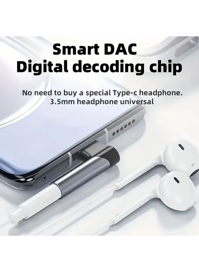 USB C to 3 5mm Audio Adapter Right Angle Charging and Listening to Music - Image 3
