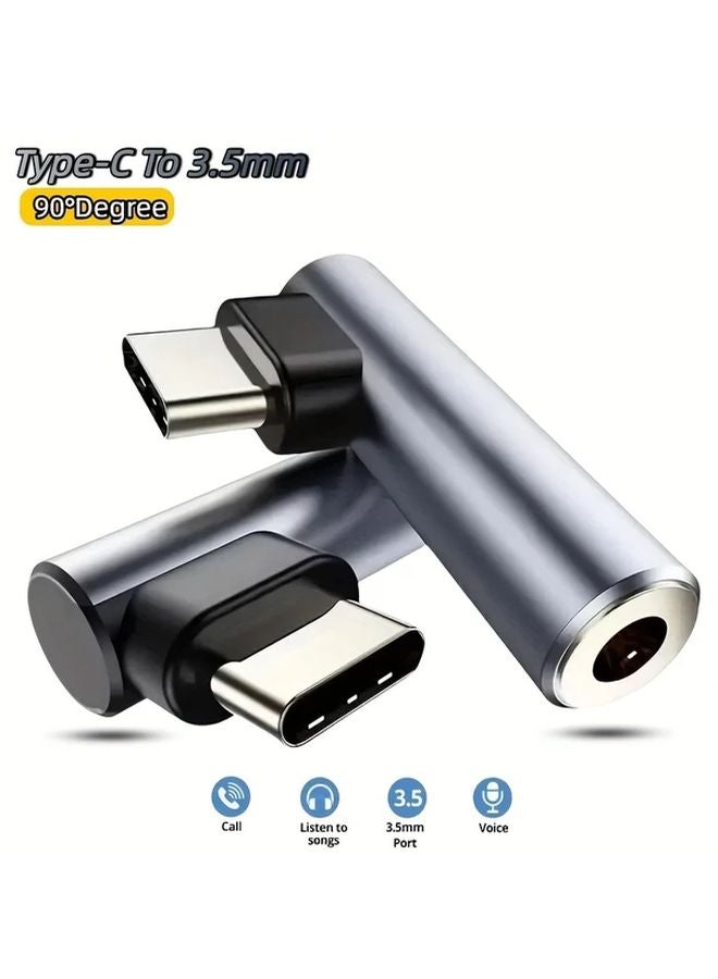 USB C to 3 5mm Audio Adapter Right Angle Charging and Listening to Music - Image 1