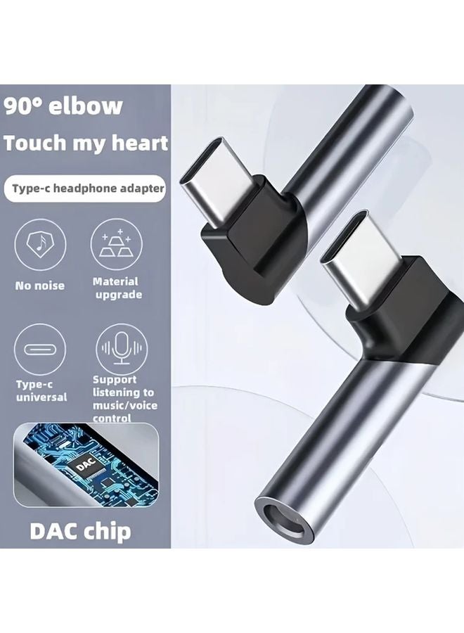 USB C to 3 5mm Audio Adapter Right Angle Charging and Listening to Music - Image 4