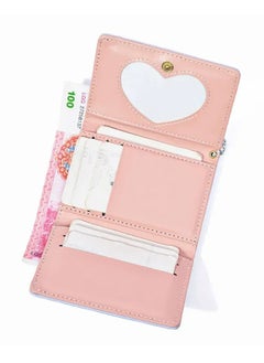 Generic Leather Flip Wallet & Card Holder with 9 Pockets & Outter Pocket - Pink  - Image 2