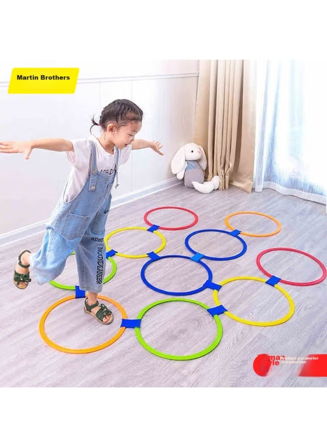 Martin Brothers, Children's Outdoor Toy, Jumping House And Hula Hoop Toy, Kindergarten Sensory Integration And Physical Training, Jumping Grid, 10 Rings + 10 Clips - Image 1