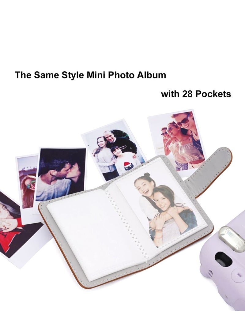 Stylish PU Leather Case for Fujifilm Instax Mini Cameras Adjustable Strap and Pocket Included Mini Photo Album Brown - Image 5