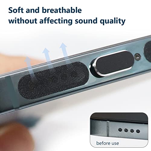 Limvory Phone Speaker Dustproof Stickers Protector, Mesh Speaker Anti Dust Adhesive Cover, Included Anti Dust Plug, Phone Port Cleaning Brush and Tweezer Compatible with iPhone 14, 13, 12 Pro Max, 11 (Black) - Image 3
