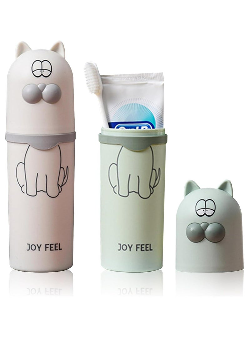 أوزيغالور قطعتين من معدنة الأسنان المسافرة المجموعة محفظة أسنان شخصية للأولاد والبنات أثناء السفر أو المخيم أو الاستخدام اليومي - Image 1