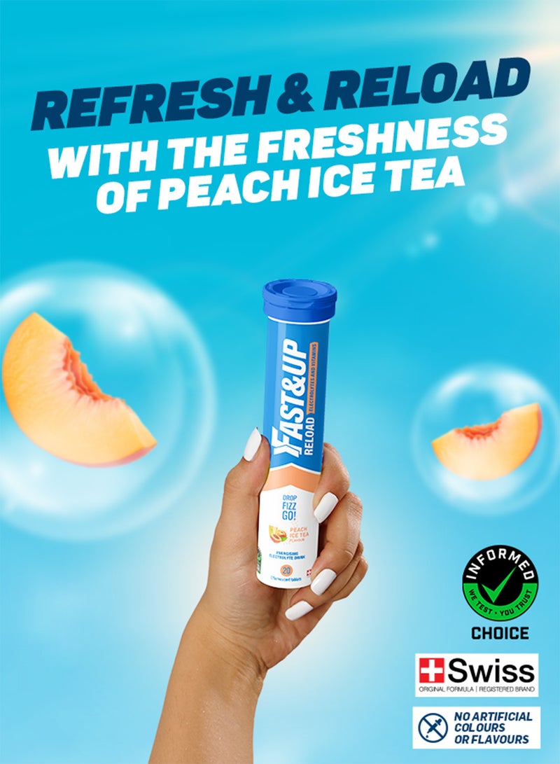 FAST&UP Reload - Hydration Electrolyte Supplement - 20 Effervescent Tablets, Peach Ice Tea Flavour - Image 5