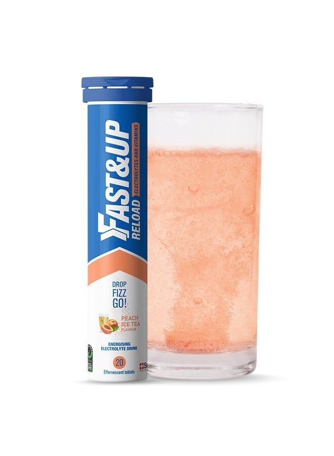 FAST&UP Reload - Hydration Electrolyte Supplement - 20 Effervescent Tablets, Peach Ice Tea Flavour - Image 1