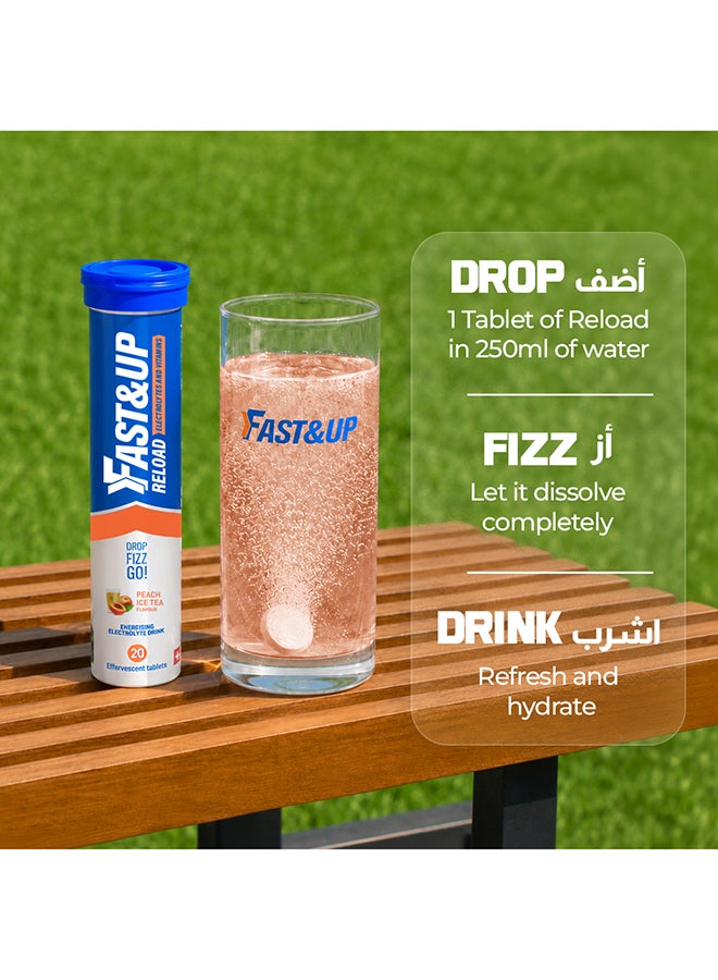 FAST&UP Reload - Hydration Electrolyte Supplement - 20 Effervescent Tablets, Peach Ice Tea Flavour - Image 5