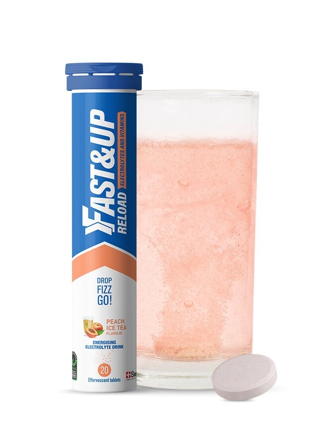 FAST&UP ريلود - مكمل إلكتروليت للترطيب - 20 قرص فوار، بنكهة شاي الخ-peach - Image 1