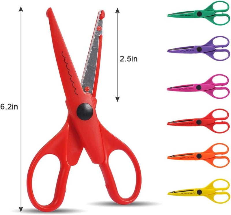 UCEC Craft Scissors - Decorative Edge, 6 Pack Extended Pattern Scissors with Different Designs, Fun for Kids, Teachers, Crafts, Scrapbooking, DIY Photos, Album - Image 2