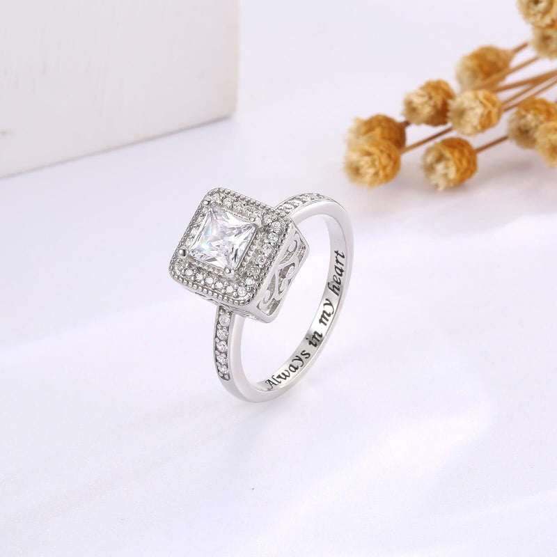 Sariel 925 Sterling Silver Cremation Urn Ring for Women Memorial Ashes Keepsake Jewelry to Honor Loved Ones (CZ, 9) - Image 2