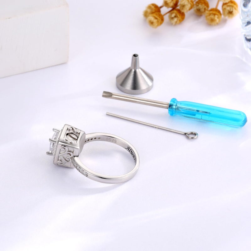 Sariel 925 Sterling Silver Cremation Urn Ring for Women Memorial Ashes Keepsake Jewelry to Honor Loved Ones (CZ, 9) - Image 3