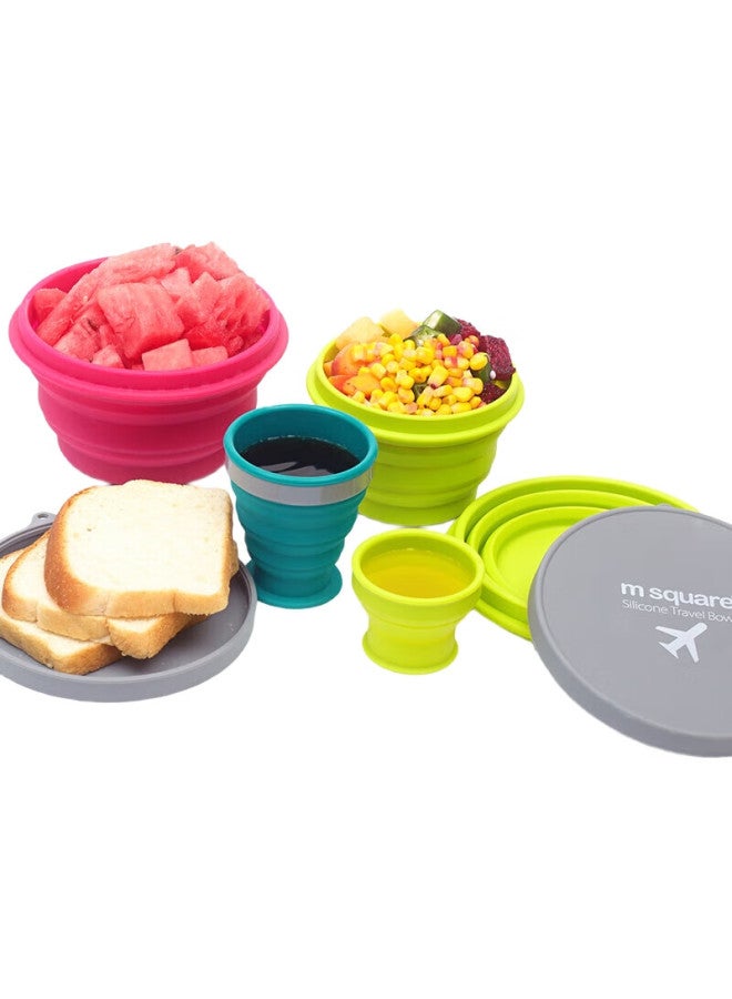M Square Folding Cup, Portable Travel Silicone Cup And Bowl, Food-Grade Ramen Bowl, Camping Outdoor Picnic Baby Bowl, Qingshui Blue - Image 3