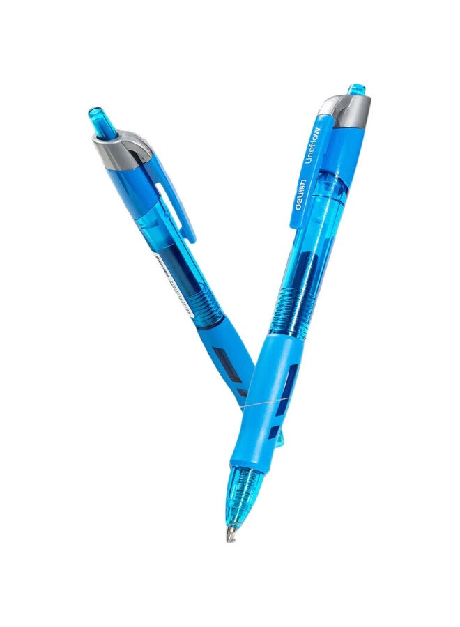 Deli Smooth Retractable Gel Pen, Office Supplies, 0.5Mm Bullet Tip, Blue, 12 Pens/Box, S08 - Image 2