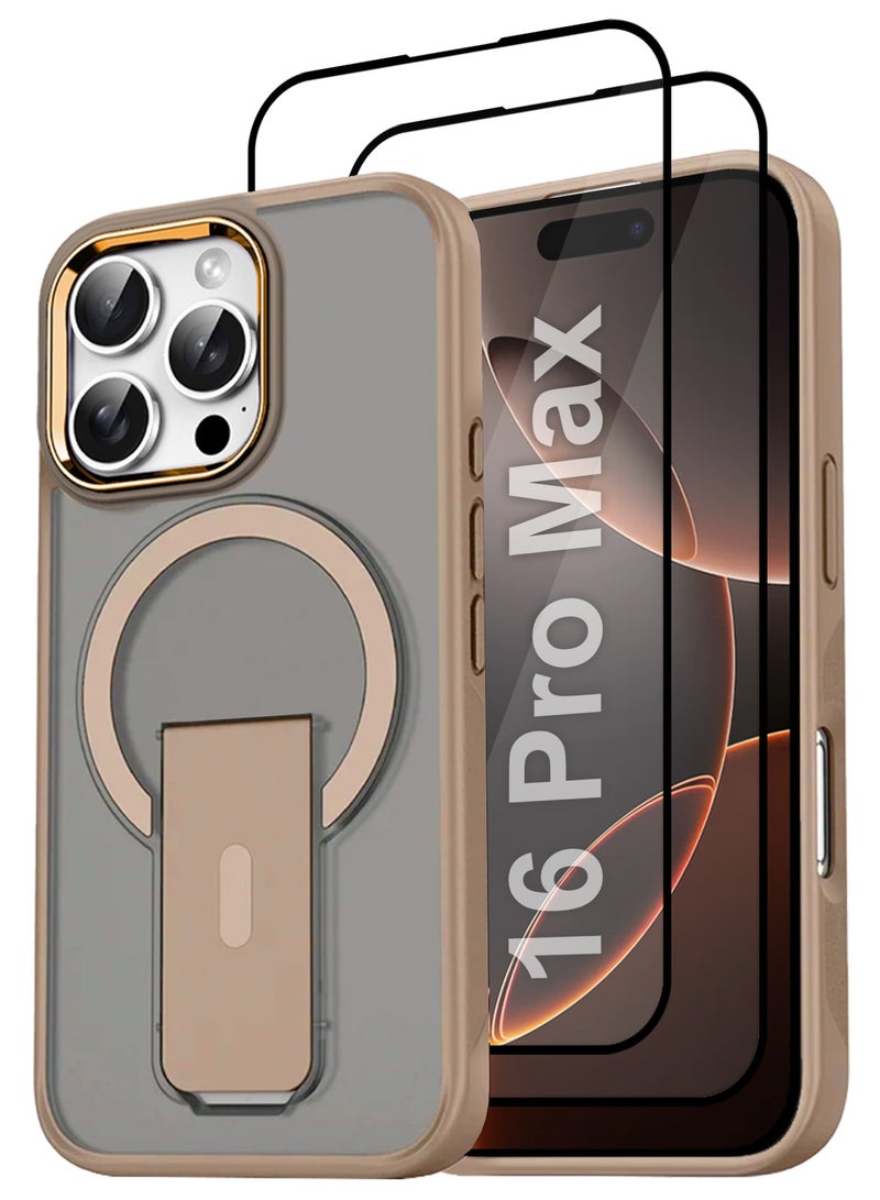 CATANES ( for iPhone 16 Pro Max ) 3 Pack, 1 Case and 2 Screen Protectors Magnetic Kickstand Cover with Screen Camera Protection Support Wireless Charging Cover - Image 1