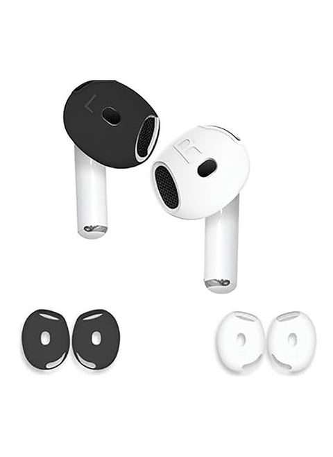 2 Pairs Cover for AirPods 4 Anti Scratches Add Grip Sport Ear Tips Compatible with AirPods 4th Generation (White and Black)